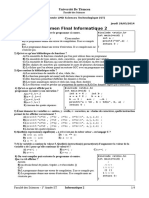 Examen Final Informatique 2: Université de Tlemcen