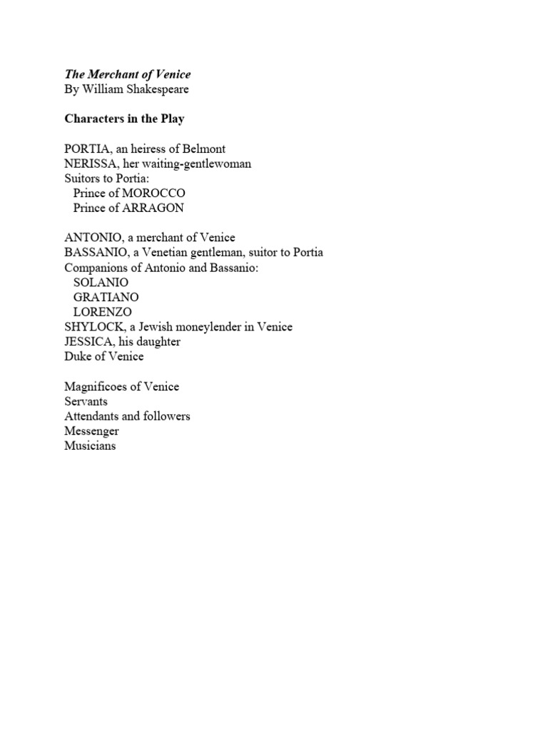 Merchant of Venice Final Script. | PDF | The Merchant Of Venice ...