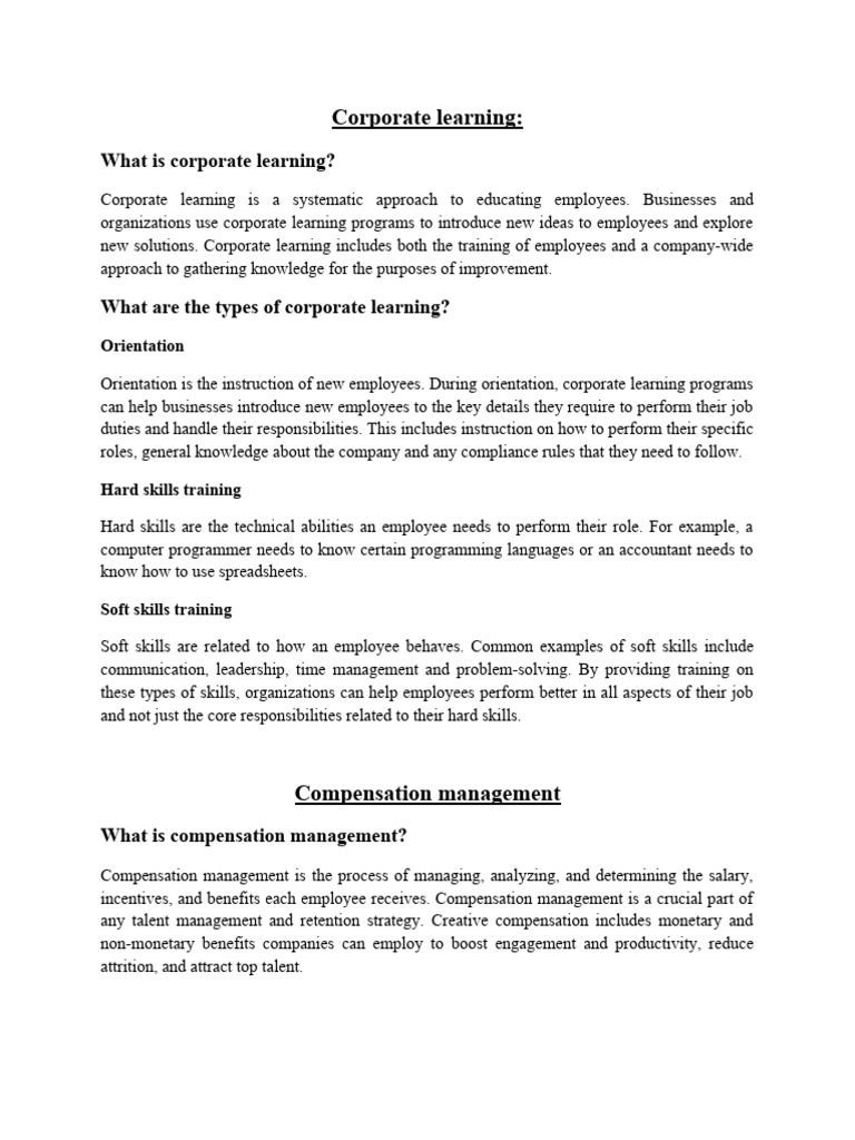 Corporate Learning and Compensation Strategies | PDF | Talent ...