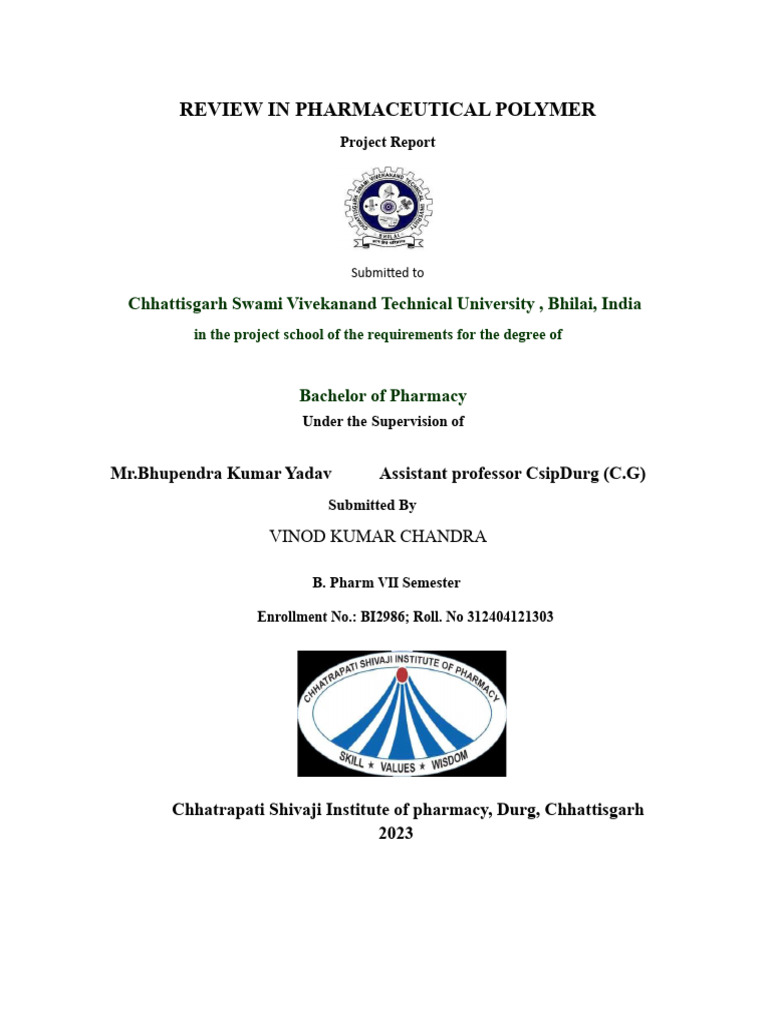 Review in Pharmaceutical Polymer | PDF | Polymers | Polymerization