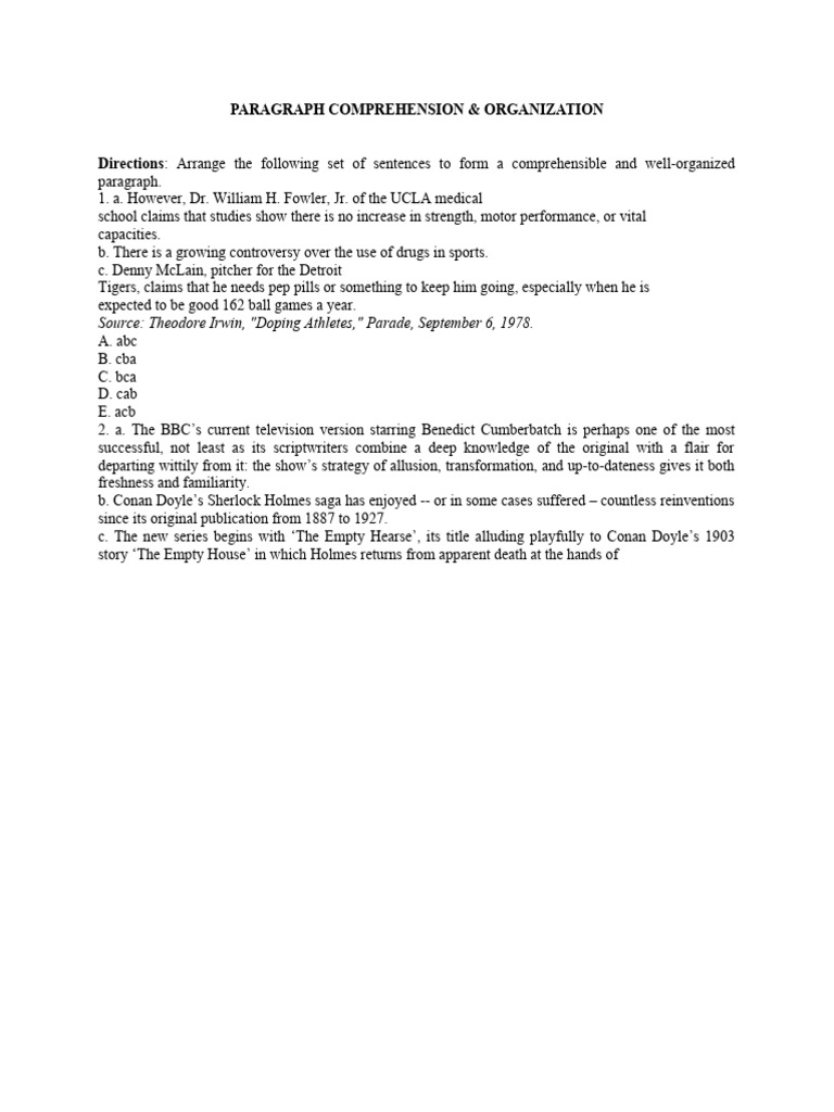 PARAGRAPH COMPREHENSION v.2 | PDF