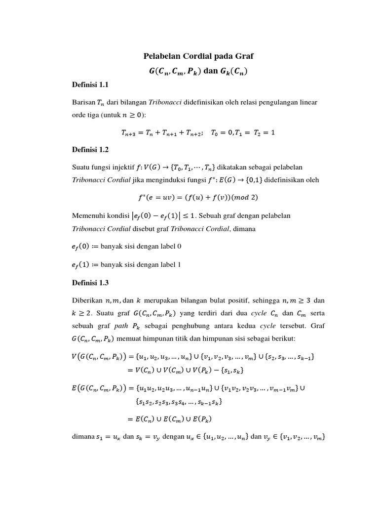 Graf Tribonacci Cordial dan Pelabelannya | PDF
