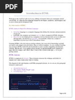 Introduction To HTML