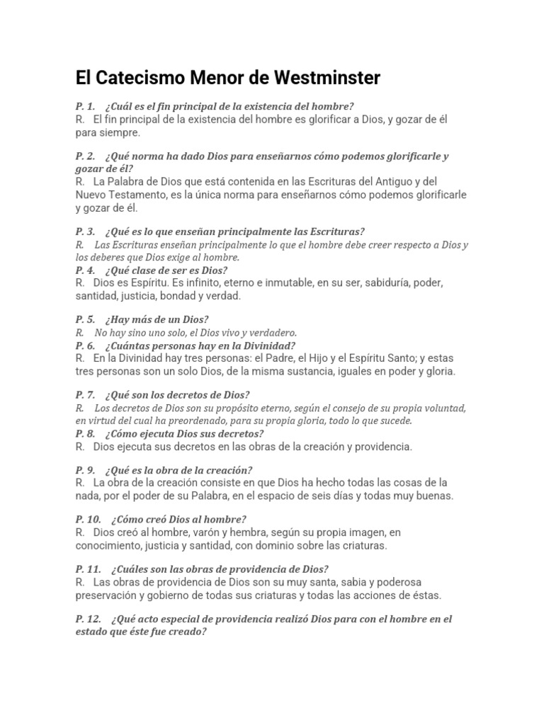 El Catecismo Menor de Westminster PDF