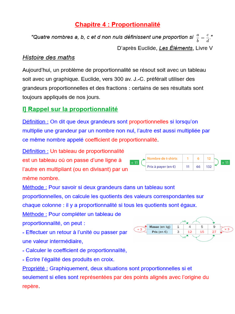 Proportionnalité et Méthodes de Calcul | PDF | Grandeur physique ...