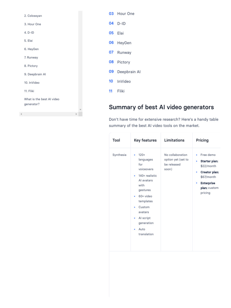 11 Best AI Video Generators (December 2023 and Beyond) | PDF | Software ...
