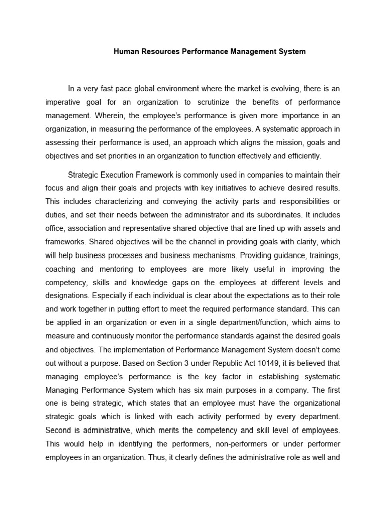 Human resources performance management system pdf employment