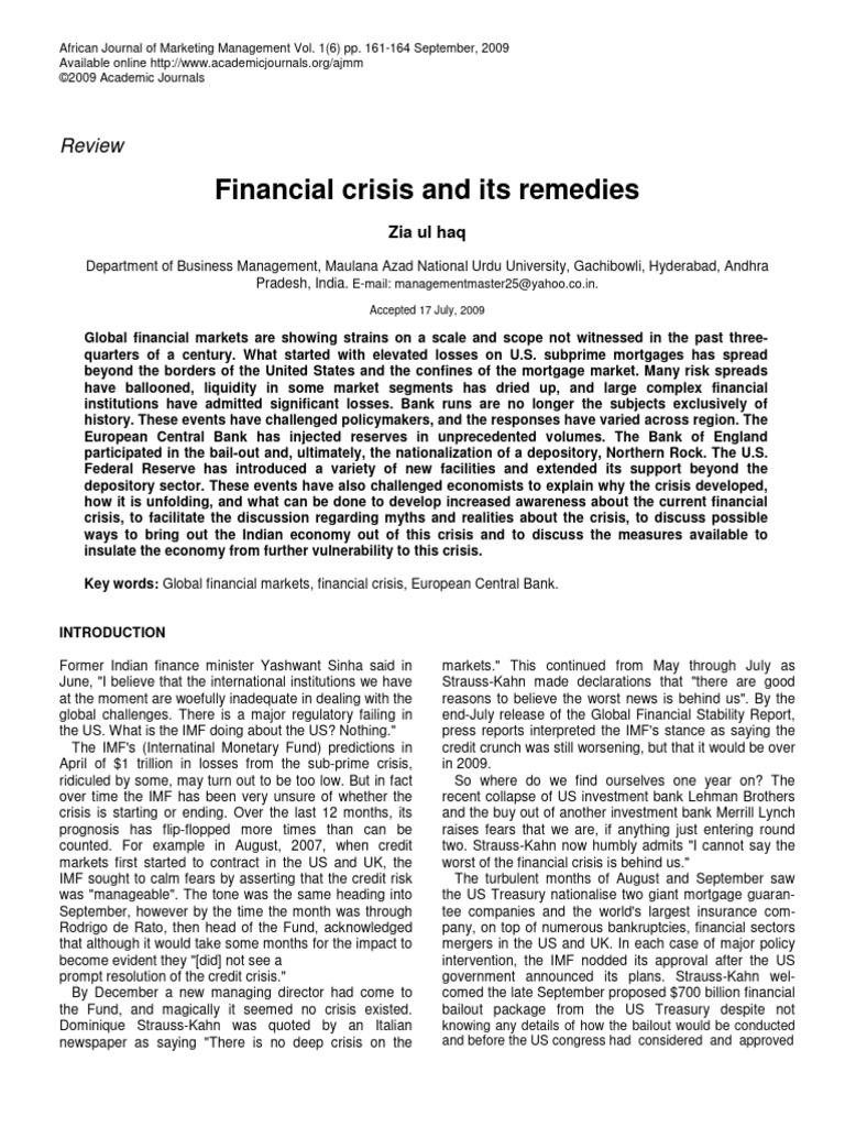Financial Crisis: Causes and Solutions | PDF | Inflation | Euro