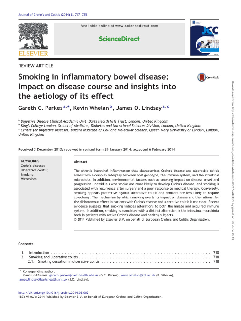Ulcerative Colitis and Smoking PDF Inflammatory Bowel Disease