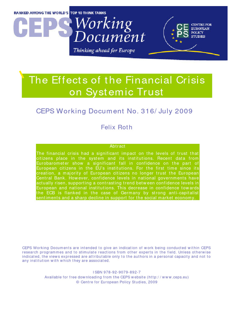 The Effects of The Financial Crisis On Systemic Trust | PDF