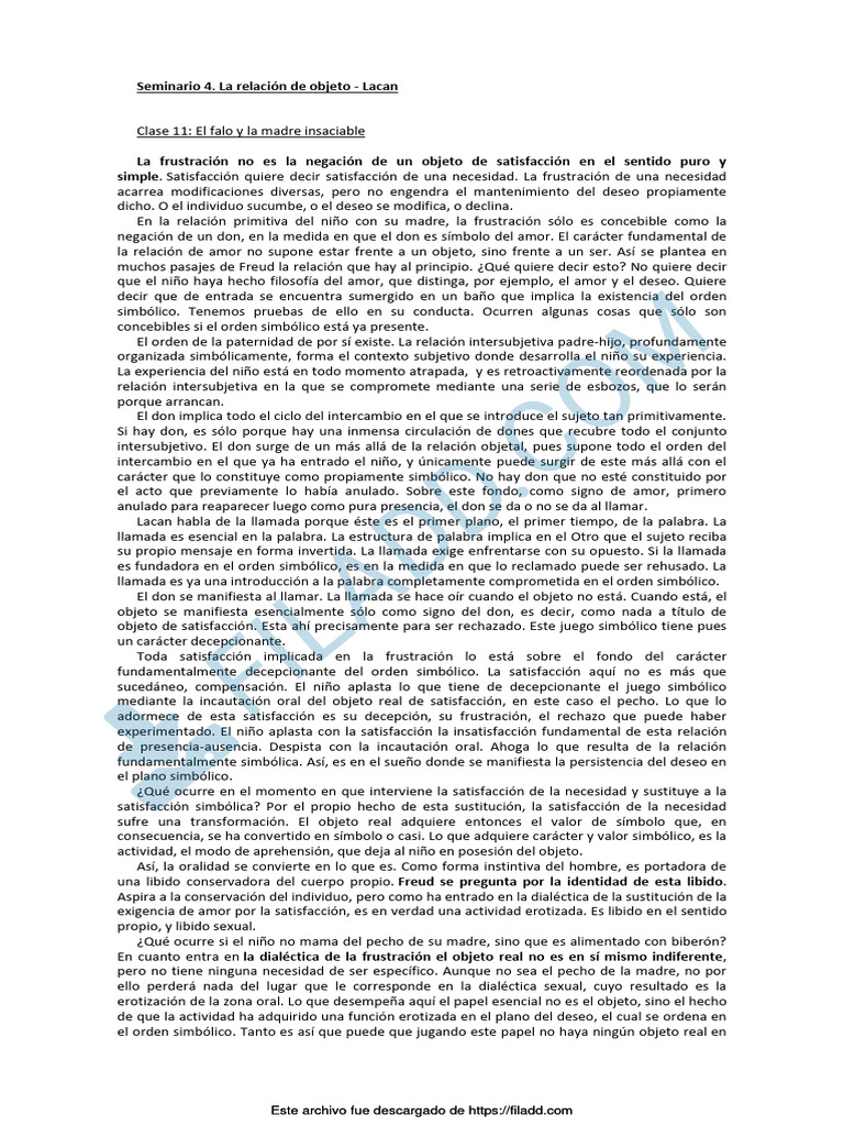 Seminario 4 Lacan | PDF | Complejo de Edipo | Jacques Lacan