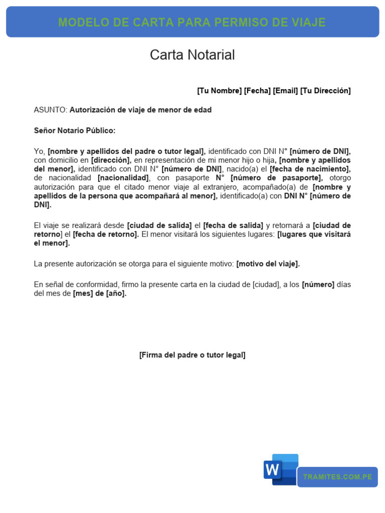 Modelo de Carta Notarial para Viaje | PDF | Derecho