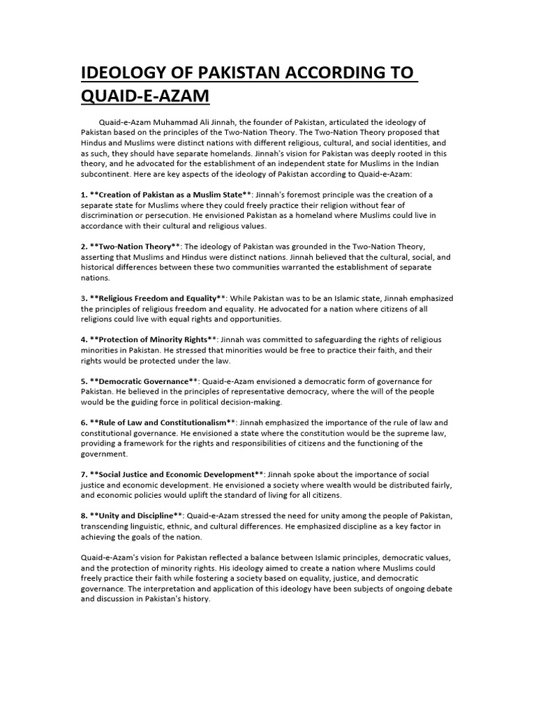 Jinnah's Ideology for Pakistan | PDF | Two Nation Theory | Muhammad Ali ...
