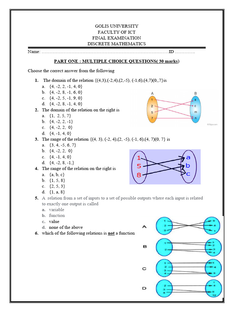 Discrete Mathematics Final Exam | PDF