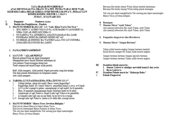 Tata Ibadah Penghiburan Pdf