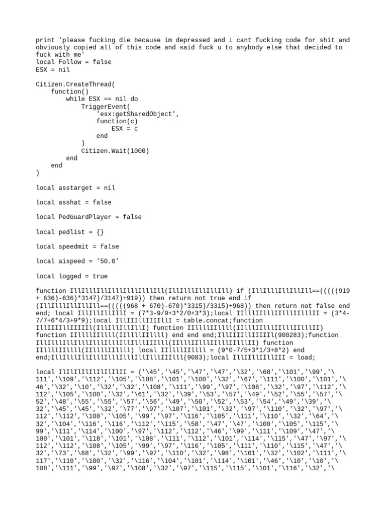 Lua Script for ESX Framework Debugging | PDF