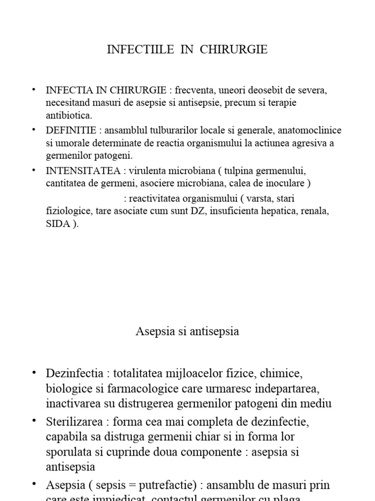 Infectiile in Chirurgie | PDF