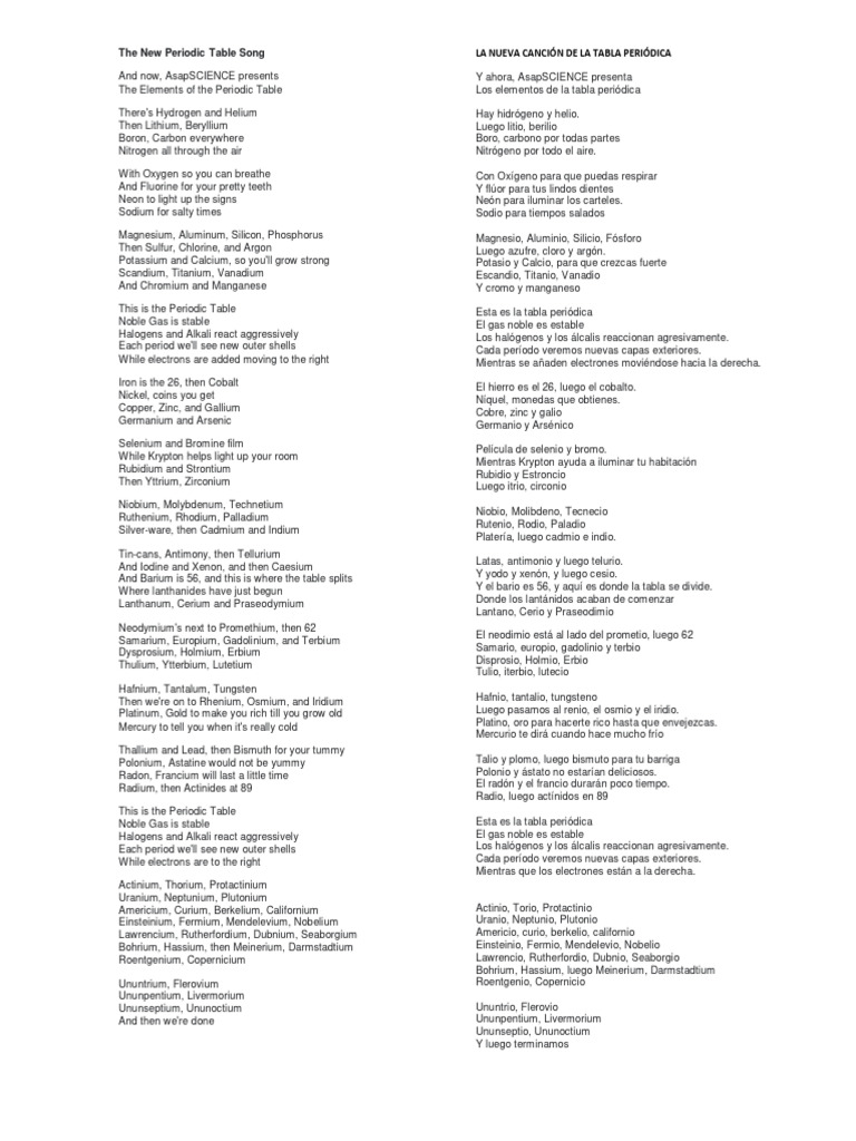 the-new-periodic-table-song-pdf-qu-mica-sustancias-qu-micas