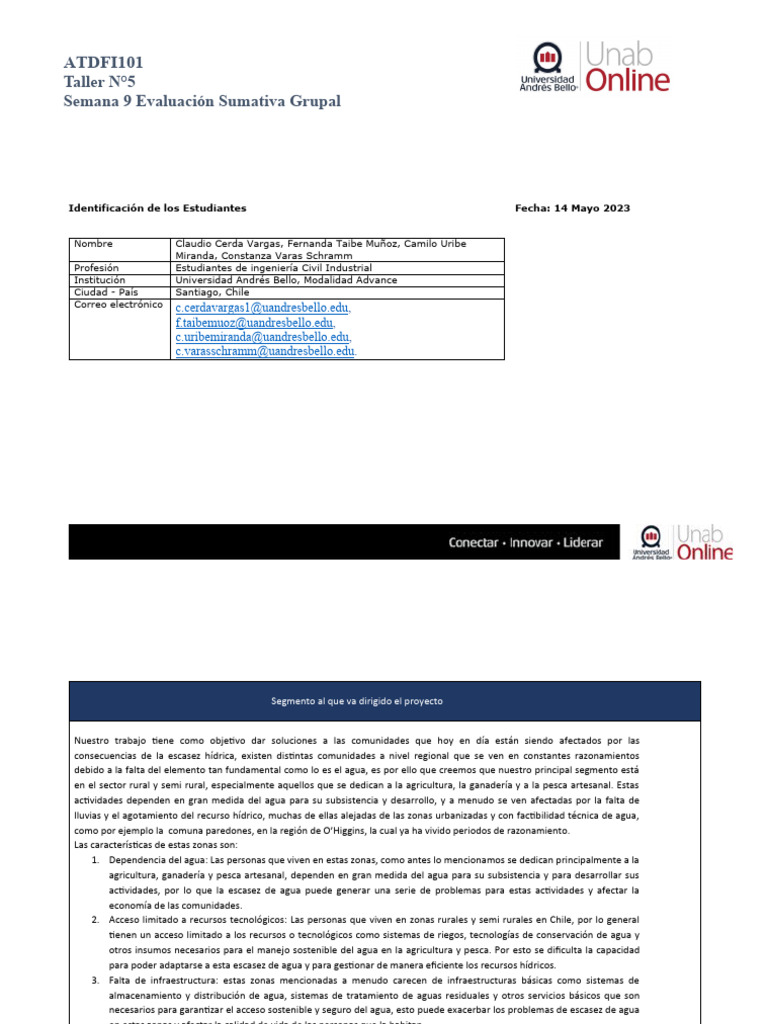 Atdfi101 s9 Entregable | PDF | Agua | Escasez de agua