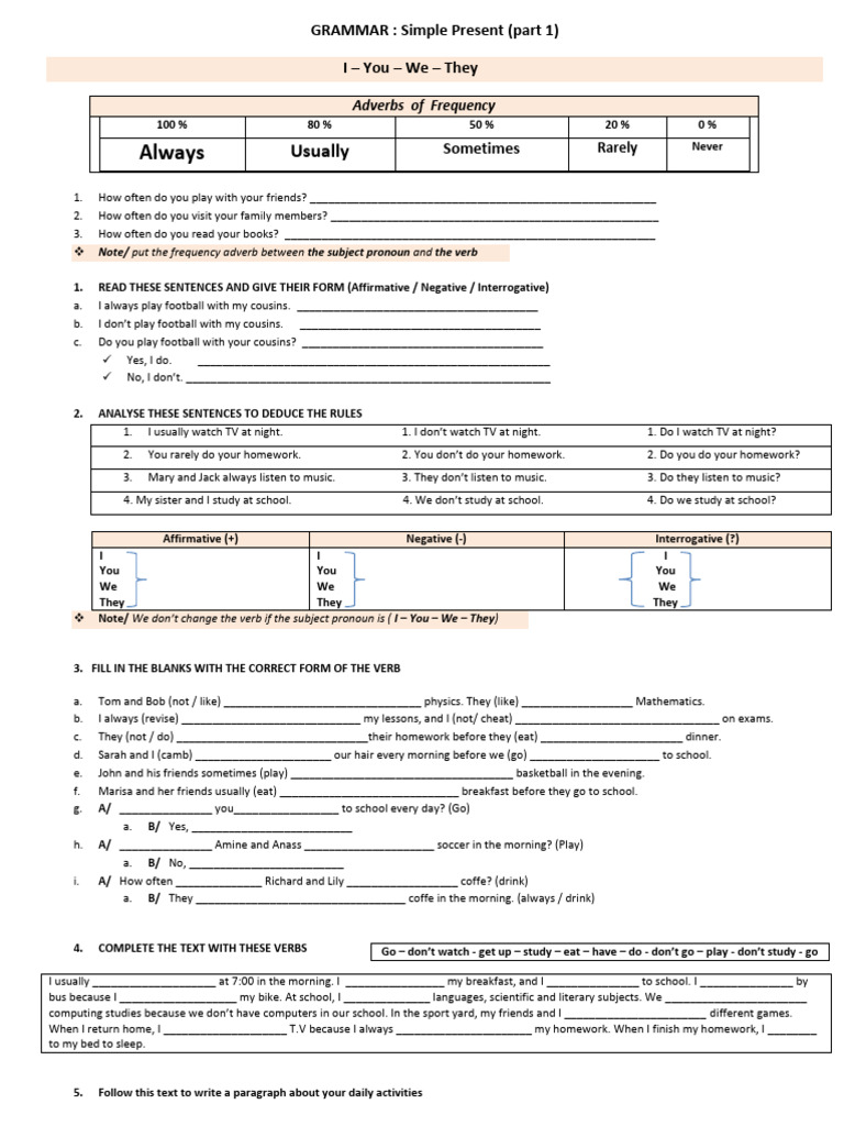 Simple Present Tense Guide: Usage & Exercises | PDF | Linguistic ...