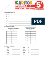 Ejercicios de Potenciacion y Radicacion para Quinto Grado de Primaria