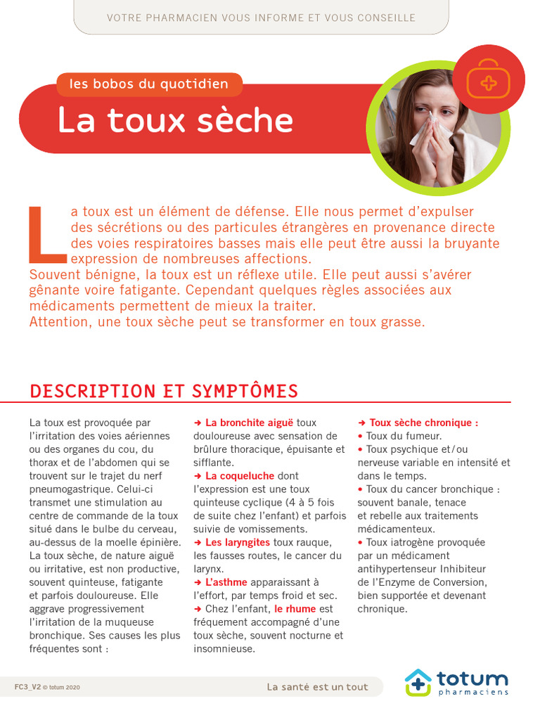 Comprendre La Toux S che Et Ses Traitements PDF Toux Causes De D c s
