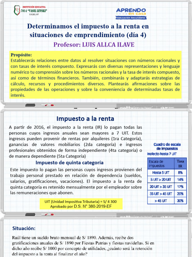 Cálculo del Impuesto a la Renta en Emprendimientos | PDF | Impuesto ...