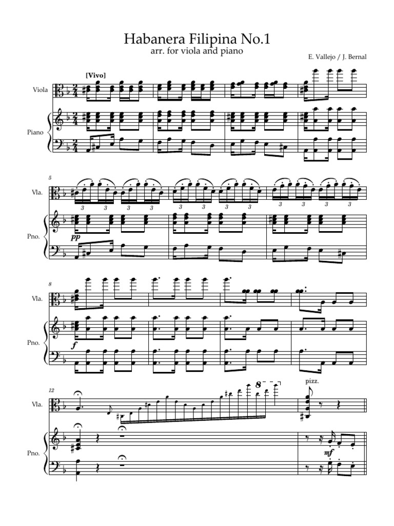 Viola & Piano Habanera Score | PDF | String Instruments