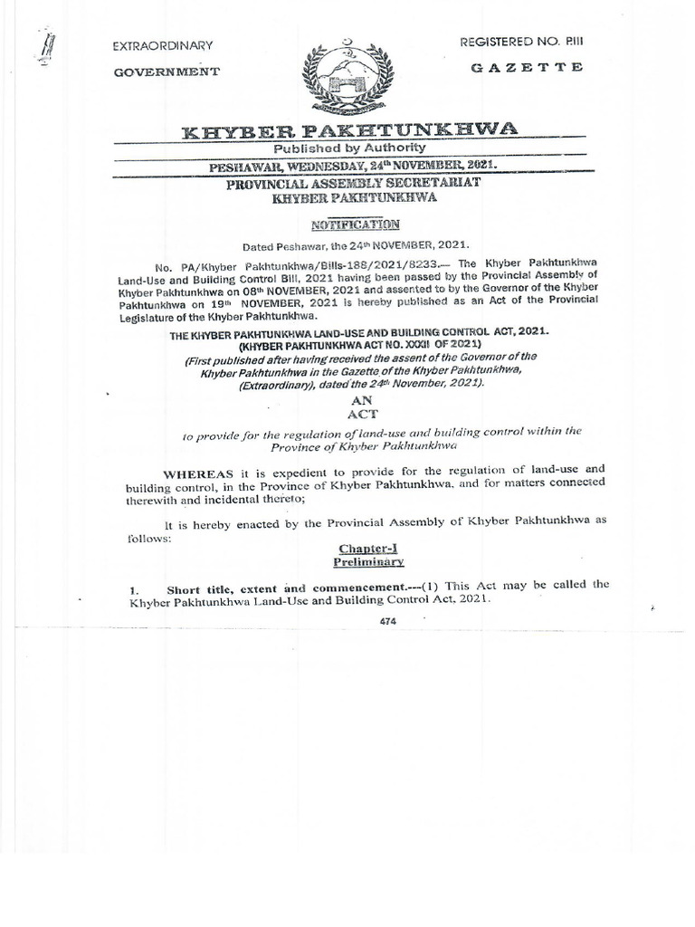 KPK Land Use and Building Control Act 2021 | PDF