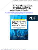 Test Bank For Project Management: A Systems Approach To Planning, Scheduling, and Controlling 11th Edition Harold R. Kerzner