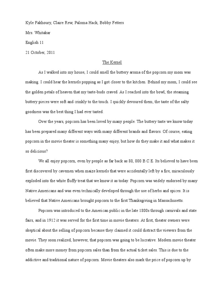 Popcorn Essay PDF Popcorn Food Industry