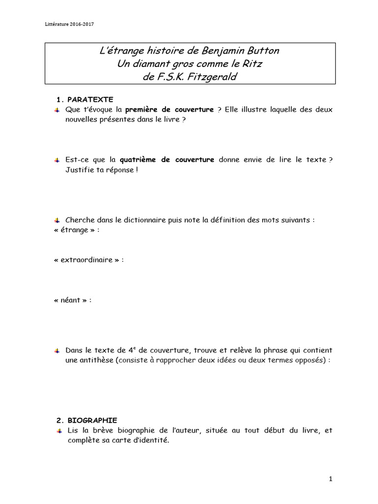 L'Étrange Histoire de Benjamin Button | PDF | Nouvelles