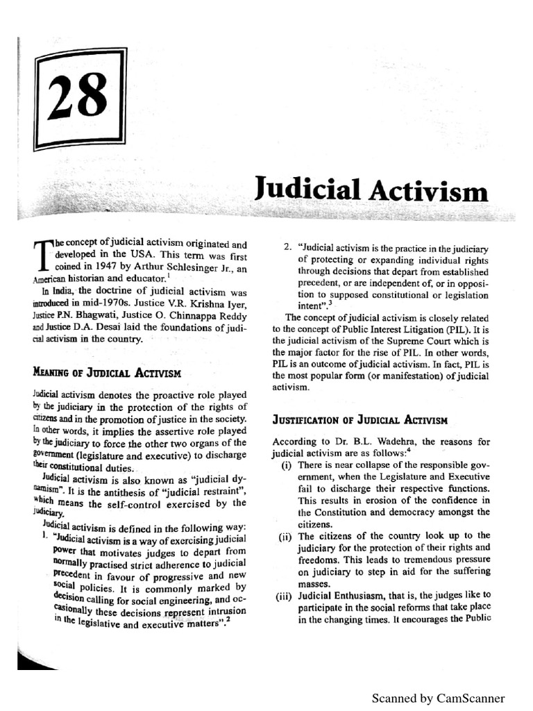 Judicial Activism, Pil, Basic Structure of Constitution PDF