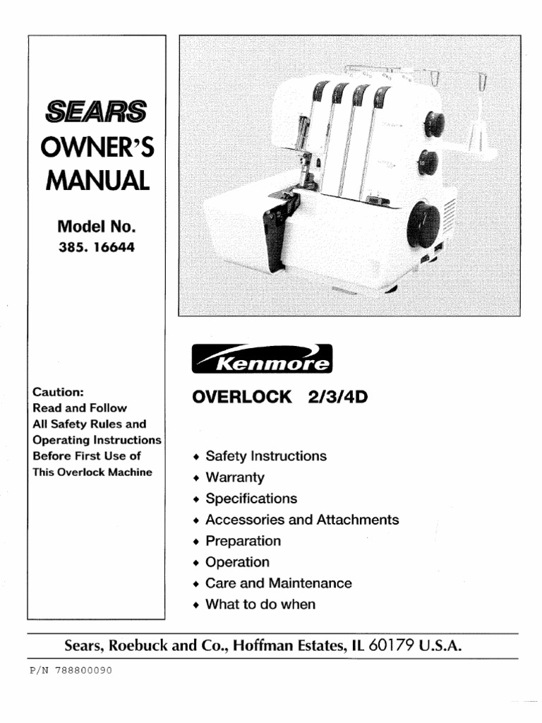 Kenmore Serger 385.16644690 PDF Sewing Machine Machines