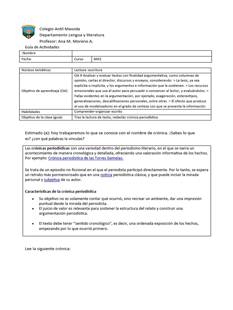 Guia nm2 cronica periodistica pdf world trade center 1973 2001