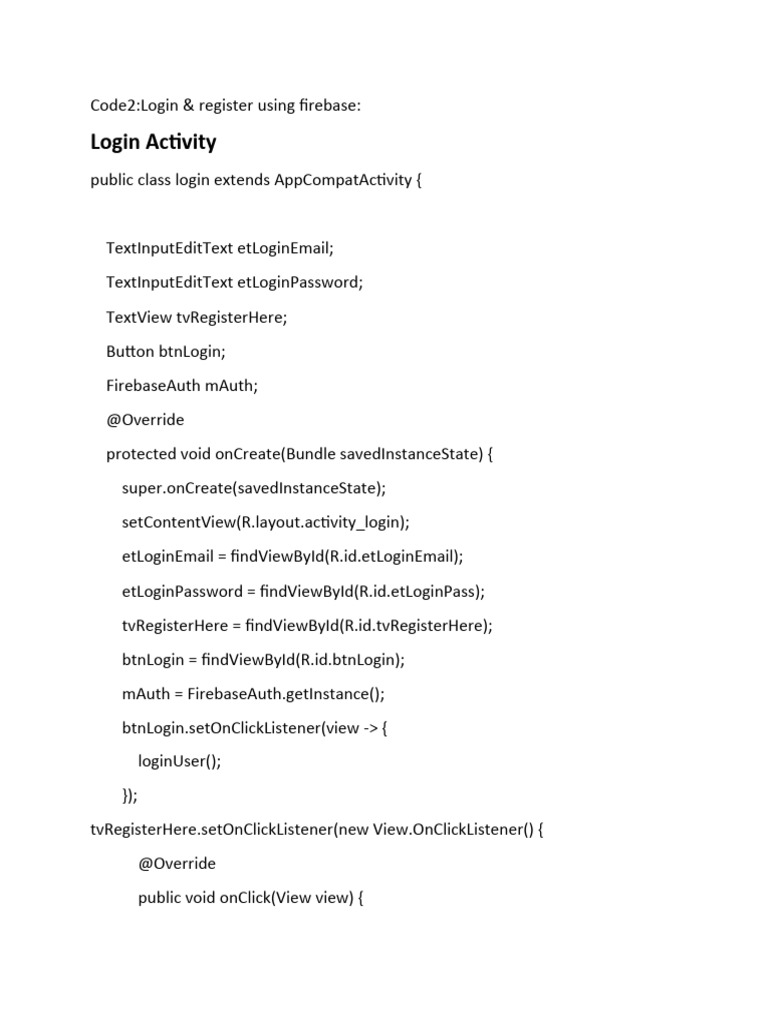 Firebase Login & Registration Guide | PDF