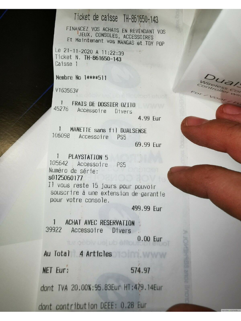 Ticket de caisse PDF