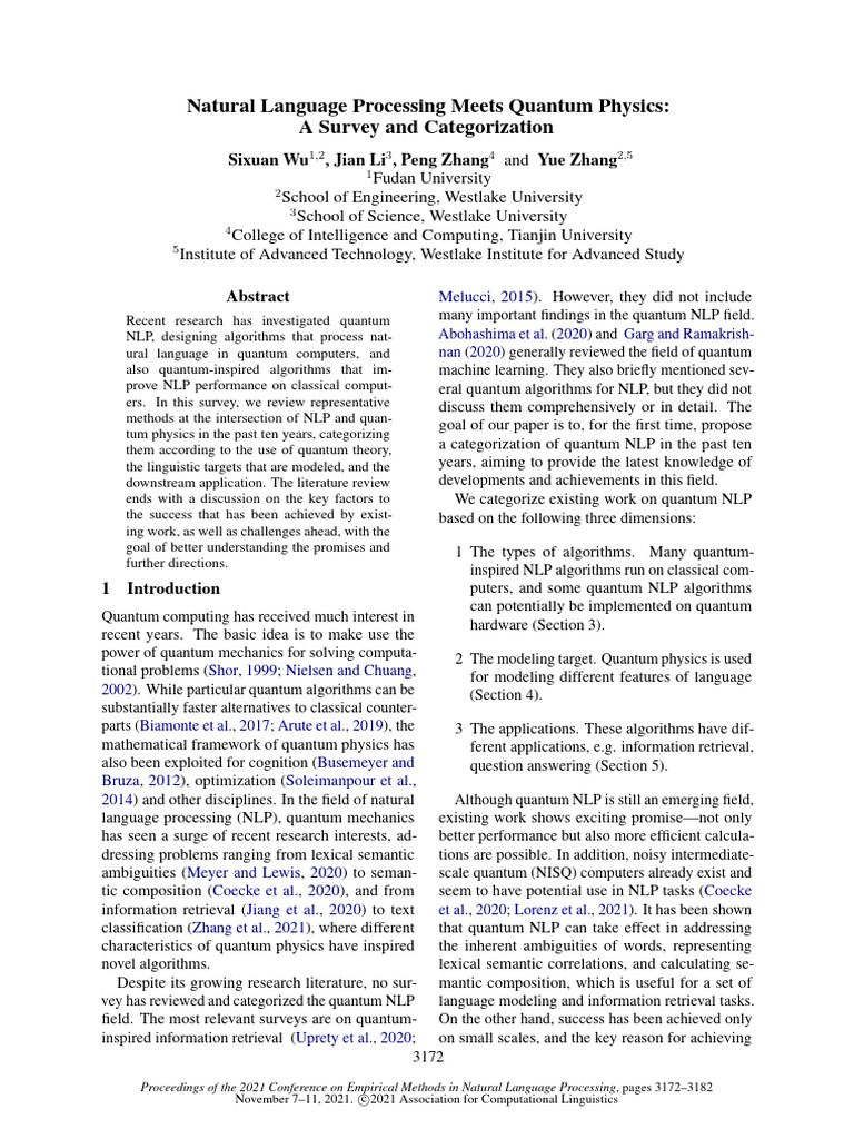Quantum NLP: Survey and Categorization | PDF | Quantum Computing ...