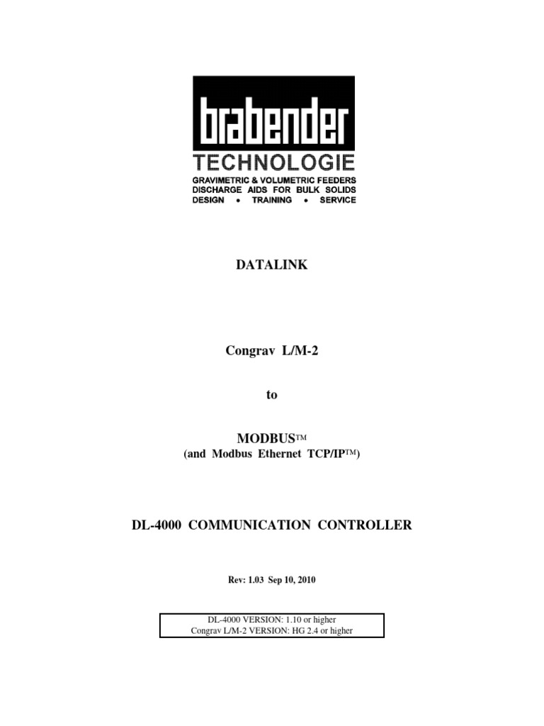DataLink DL-4000 Manual - Congrav LM2 To Modbus | PDF | Programmable ...