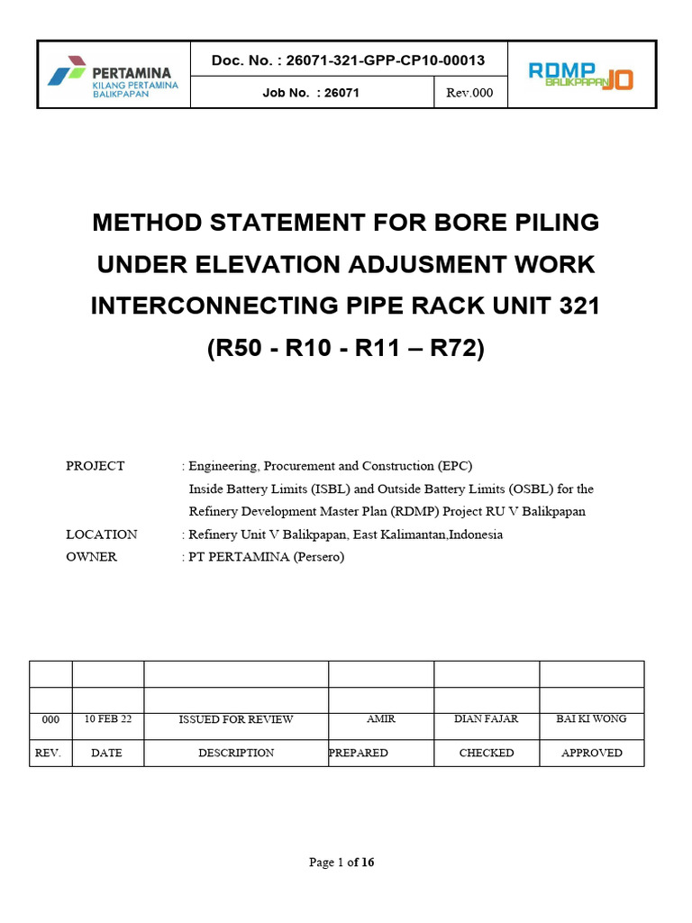 26071-321-GPP-CP10-00013 - 000 Method Under Elevation Borepile | PDF ...