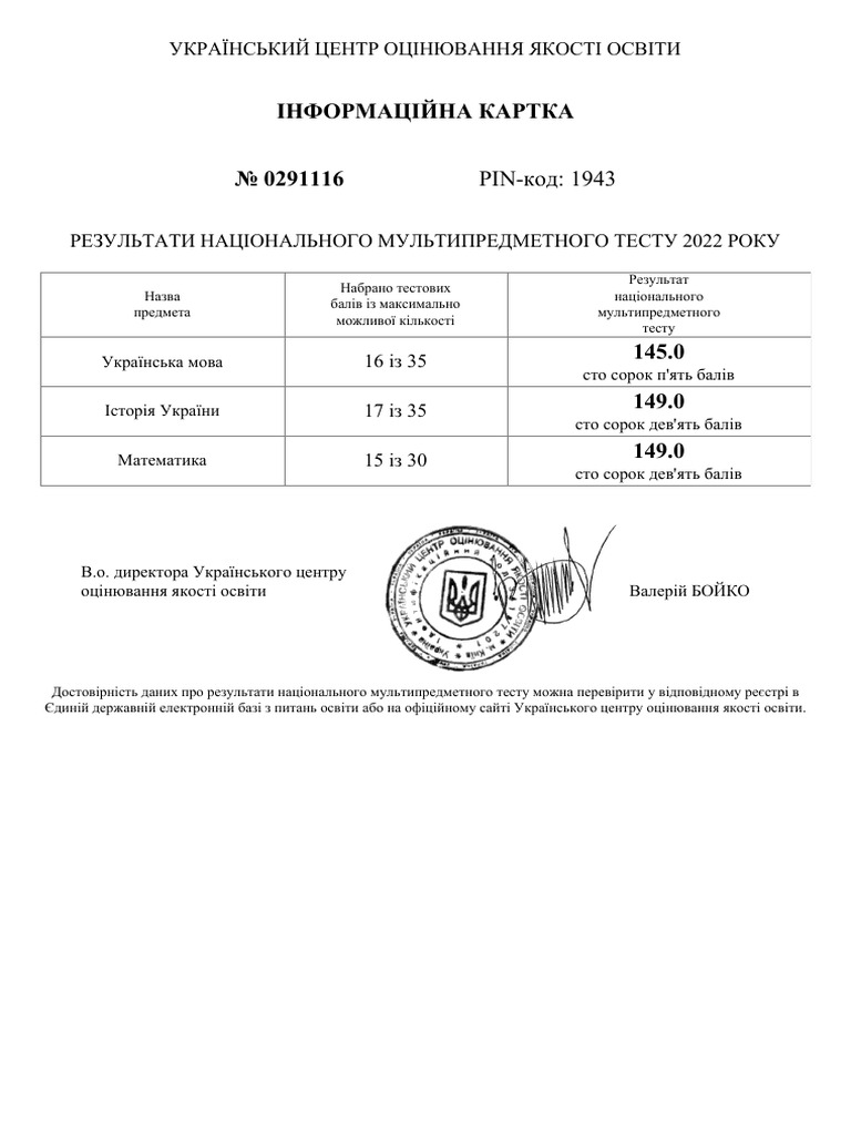 Результати нмт | PDF