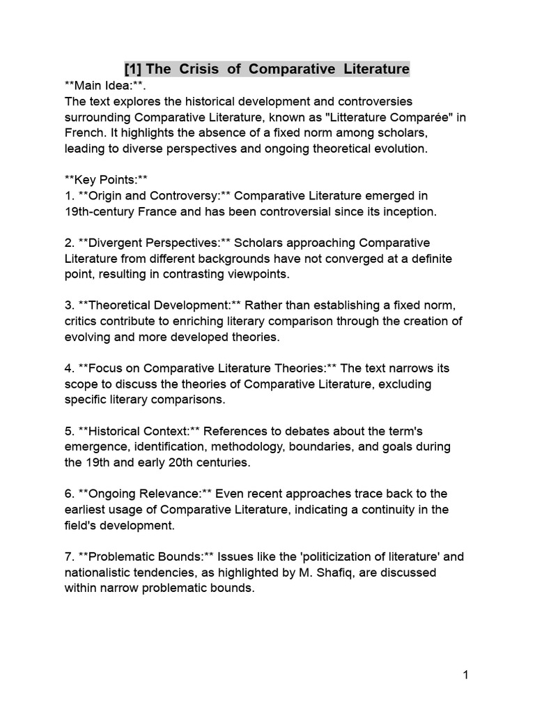 Crisis and Evolution in Comparative Literature | PDF | Intertextuality ...