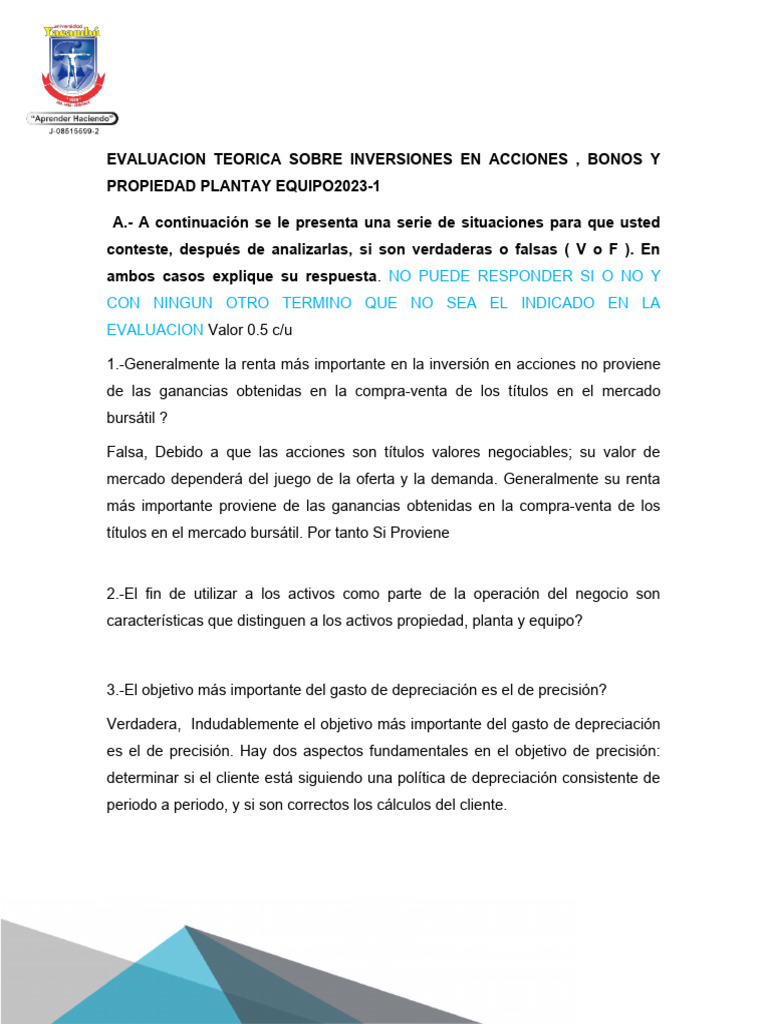 Evaluación de Inversiones y Activos 2023 | PDF