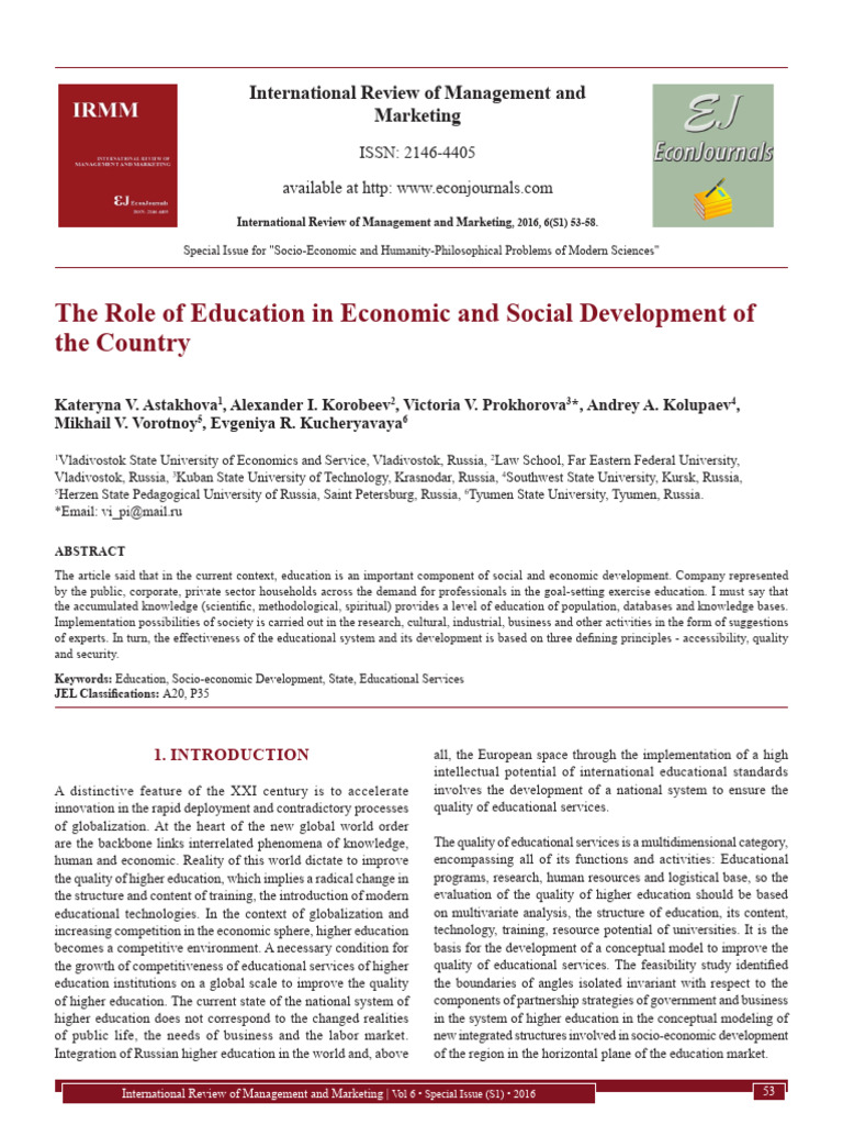 Education's Impact on Economic Growth | PDF