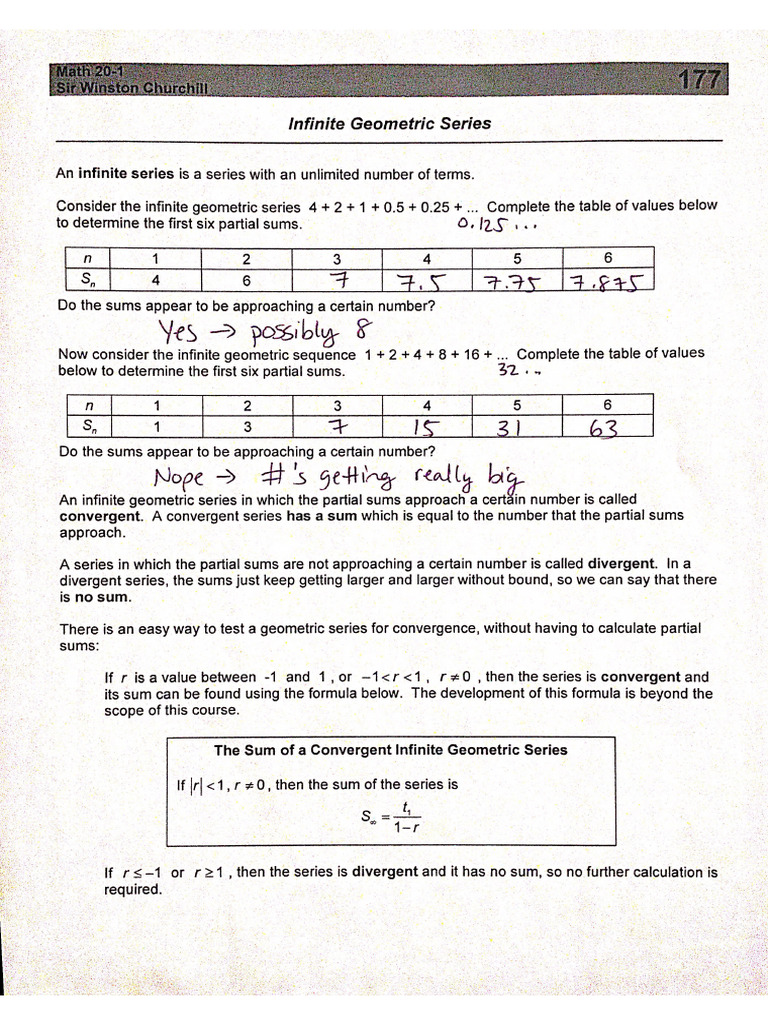 Infinite Geometric Series Key | PDF