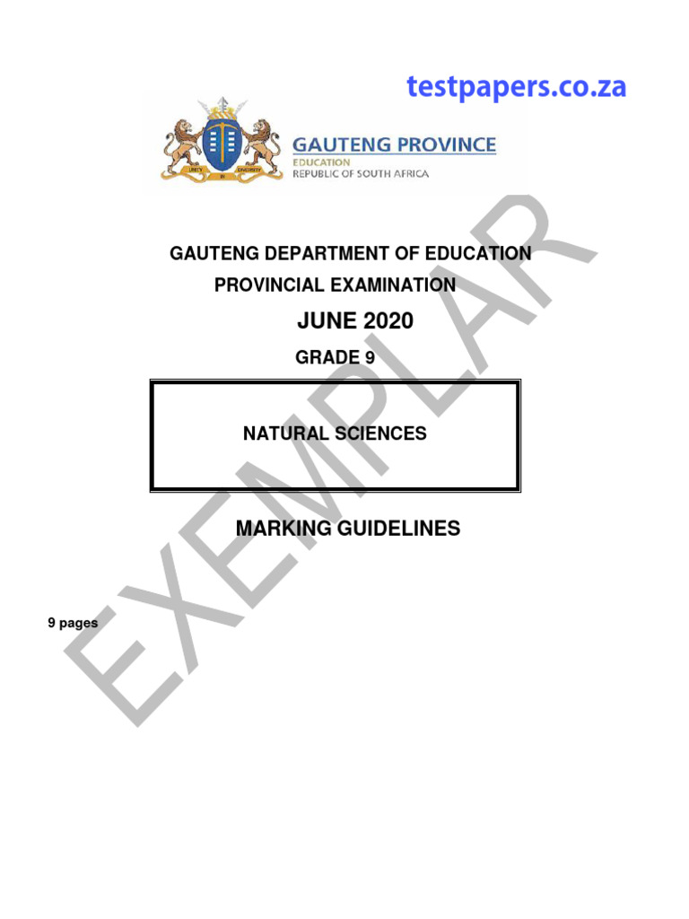 Gr9 Natural Sc English 2020 Exemplars Possible Answers Pdf