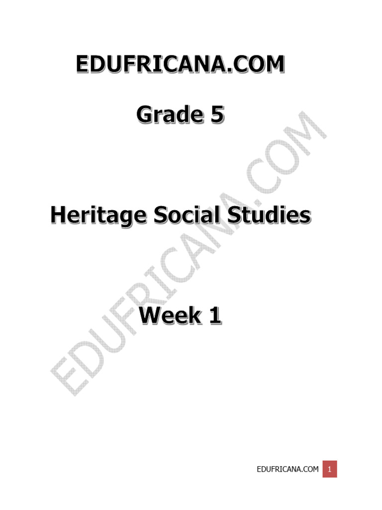 Primary School Heritage Grade 5 Week 1 Workbook | PDF