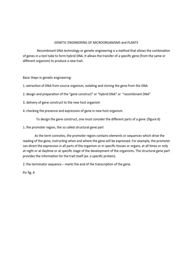 Genetic Engineering in Microorganisms and Plants | PDF | Plasmid ...