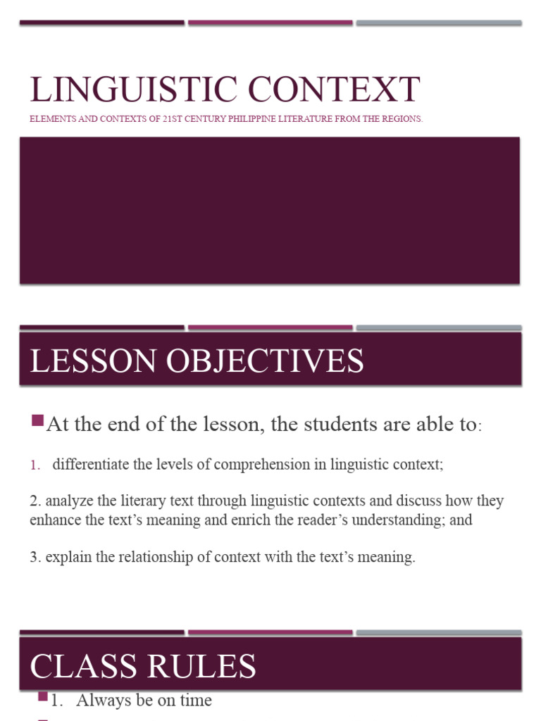 Understanding Linguistic Context in Literature | PDF | Narration ...