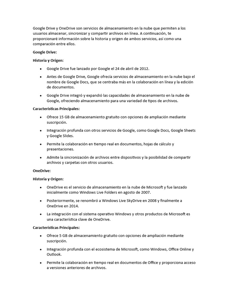 Google Drive y OneDrive Son Servicios de Almacenamiento en La Nube Que ...